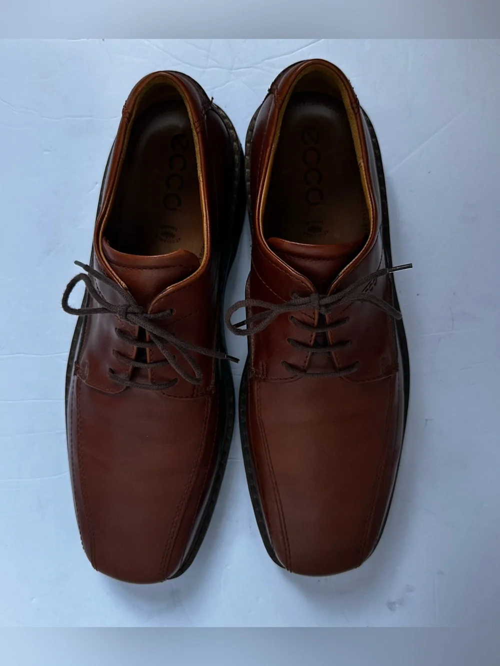 Ecco Men’s Whiskey Brown Holton Apron Toe Derby Dress Shoes- Size 44/US 10/10.5
